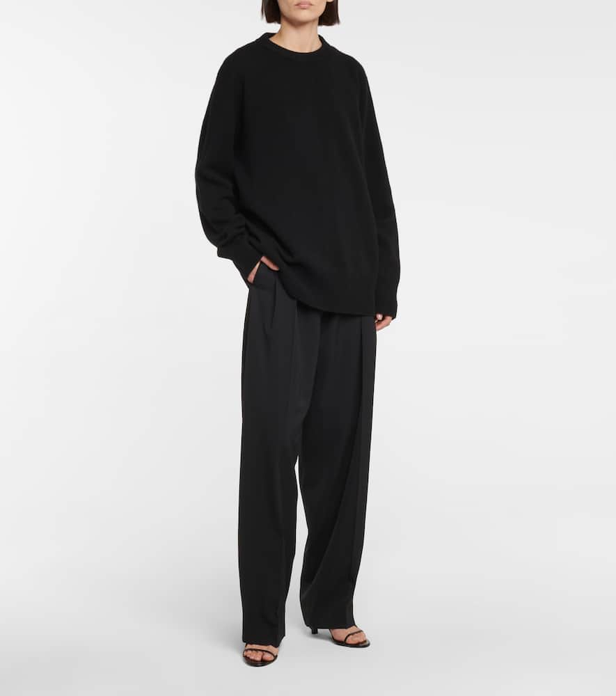 The Row Hover Wool Knit Crewneck Sweater In Black