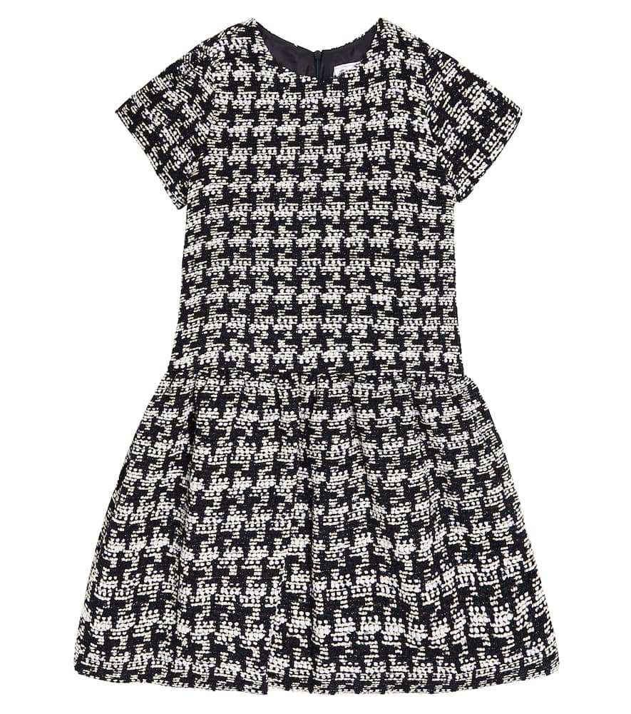 Tartine Et Chocolat Houndstooth Tweed Dress In Blue