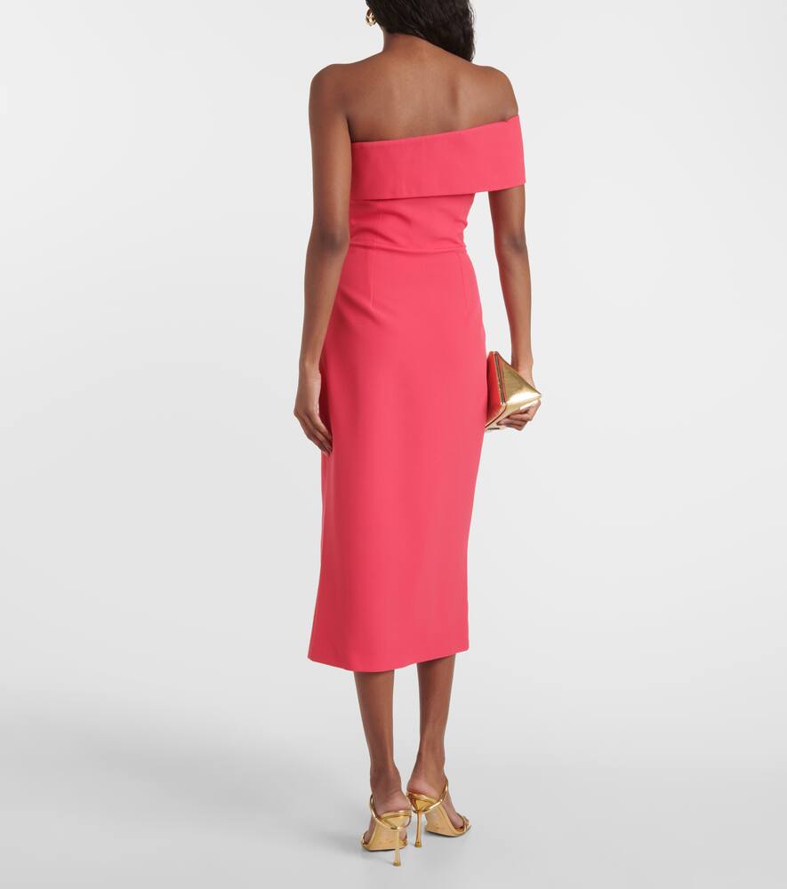 Shop Safiyaa Opal Off-shoulder Crêpe Midi Dress In Pink