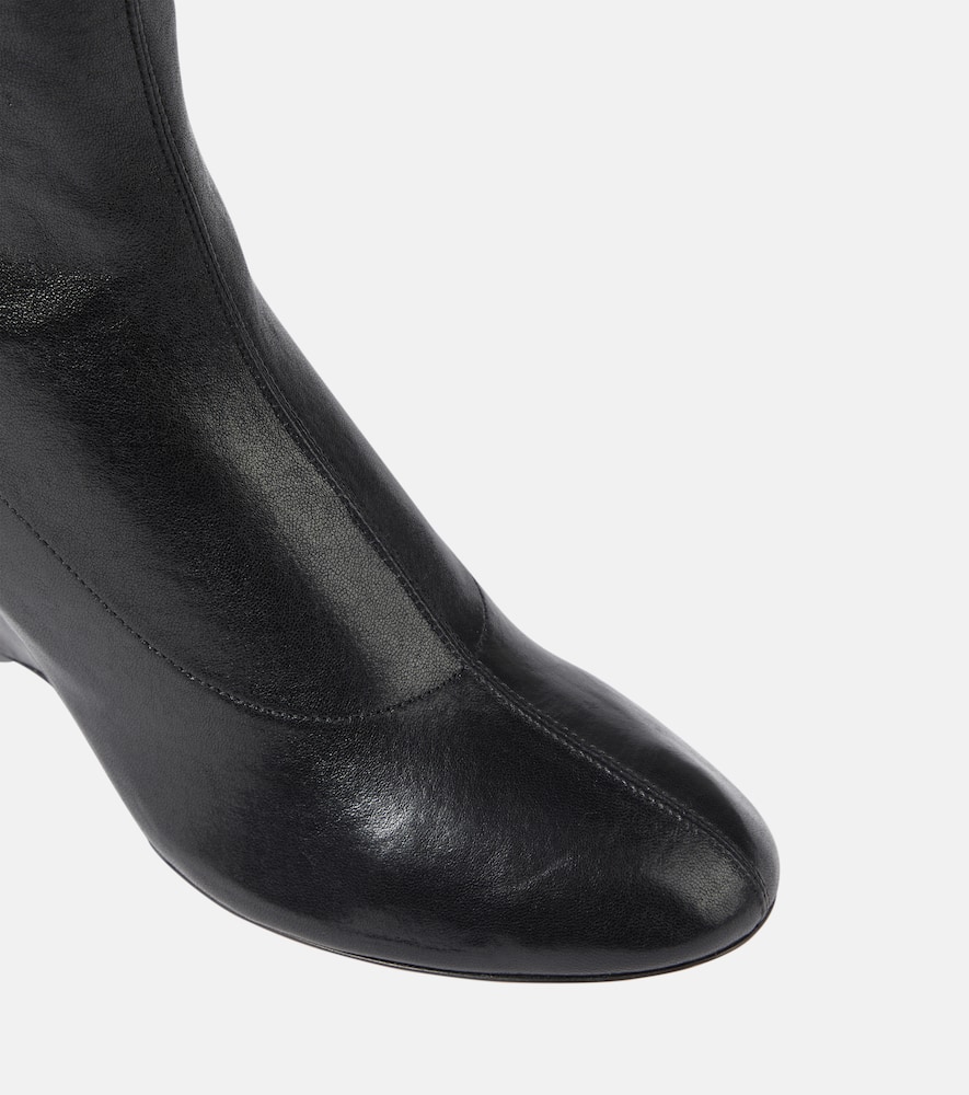 Khaite Apollo Wedge Leather Ankle Boots In Black