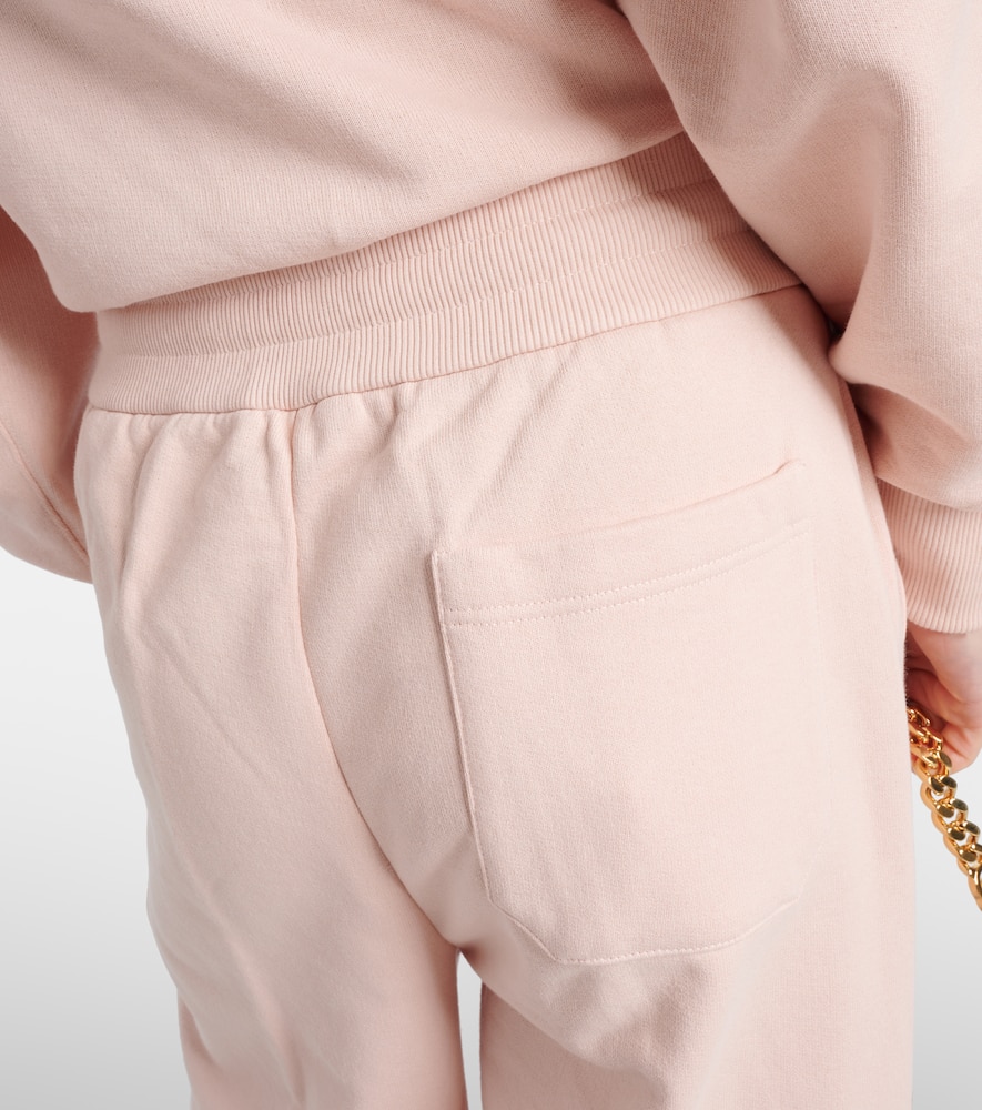 Shop Gucci Gg Embroidered Cotton Jersey Sweatpants In Pink