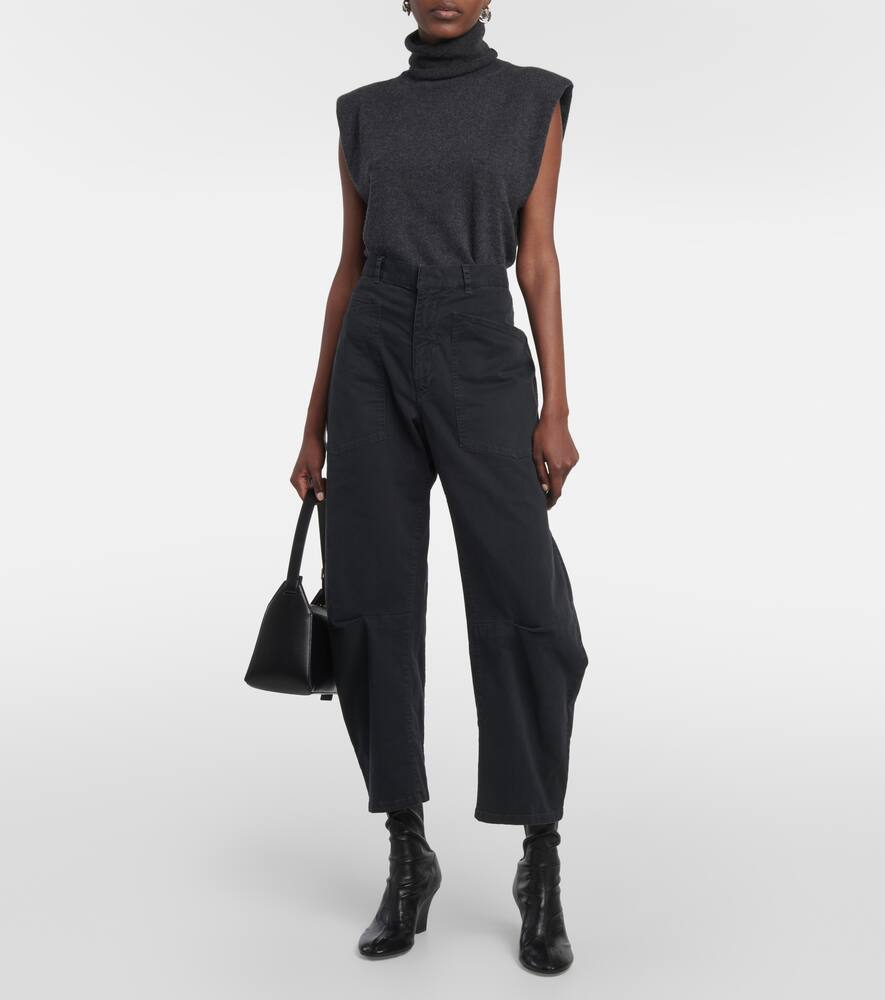 Nili Lotan Shon Cotton-blend Twill Tapered Pants In Black