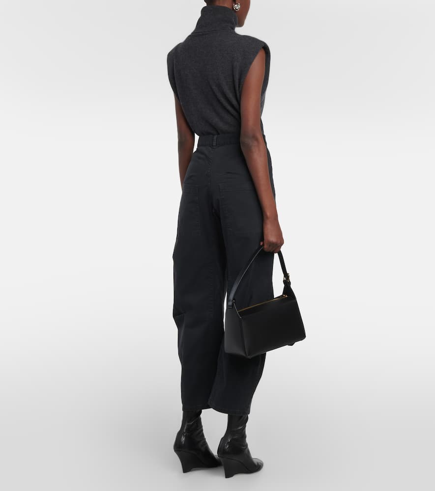 Nili Lotan Shon Cotton-blend Twill Tapered Pants In Black