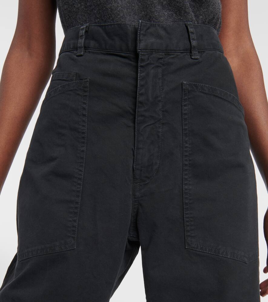 Nili Lotan Shon Cotton-blend Twill Tapered Pants In Black