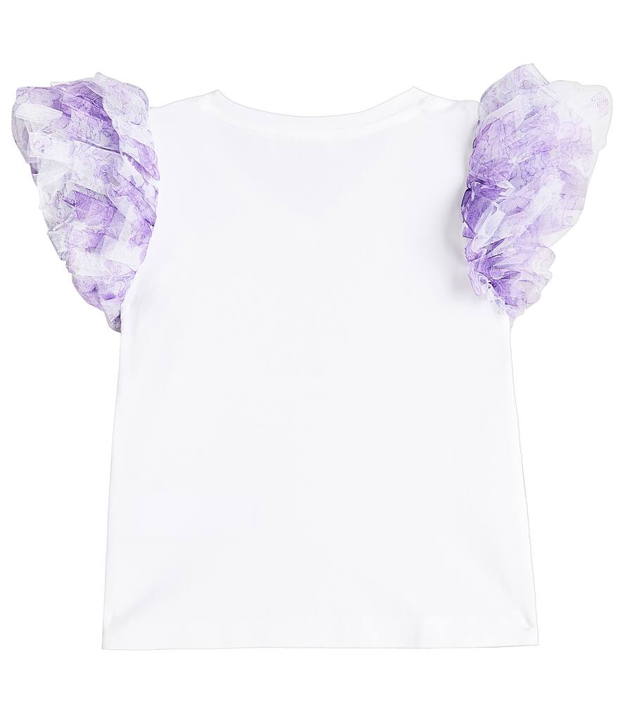 Shop Monnalisa Ruffled Cotton-blend Top In Multicoloured