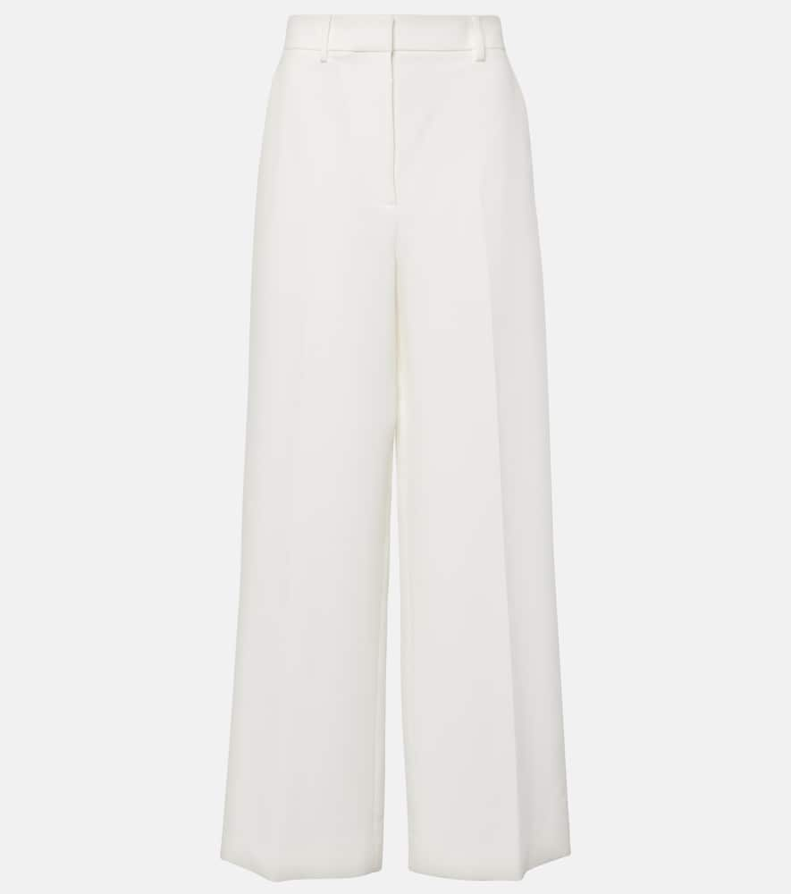 Shop Khaite Bacall Mid-rise Wide-leg Pants In White