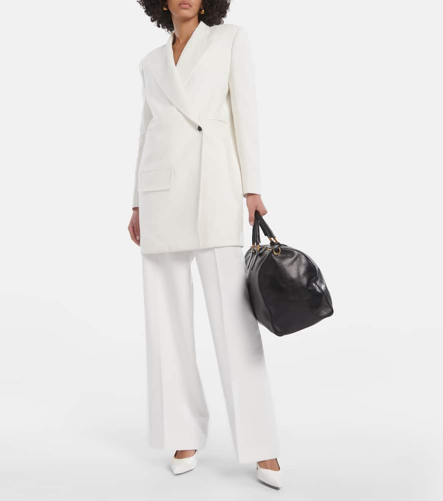 Shop Khaite Bacall Mid-rise Wide-leg Pants In White