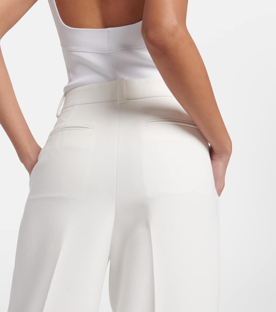 Shop Khaite Bacall Mid-rise Wide-leg Pants In White