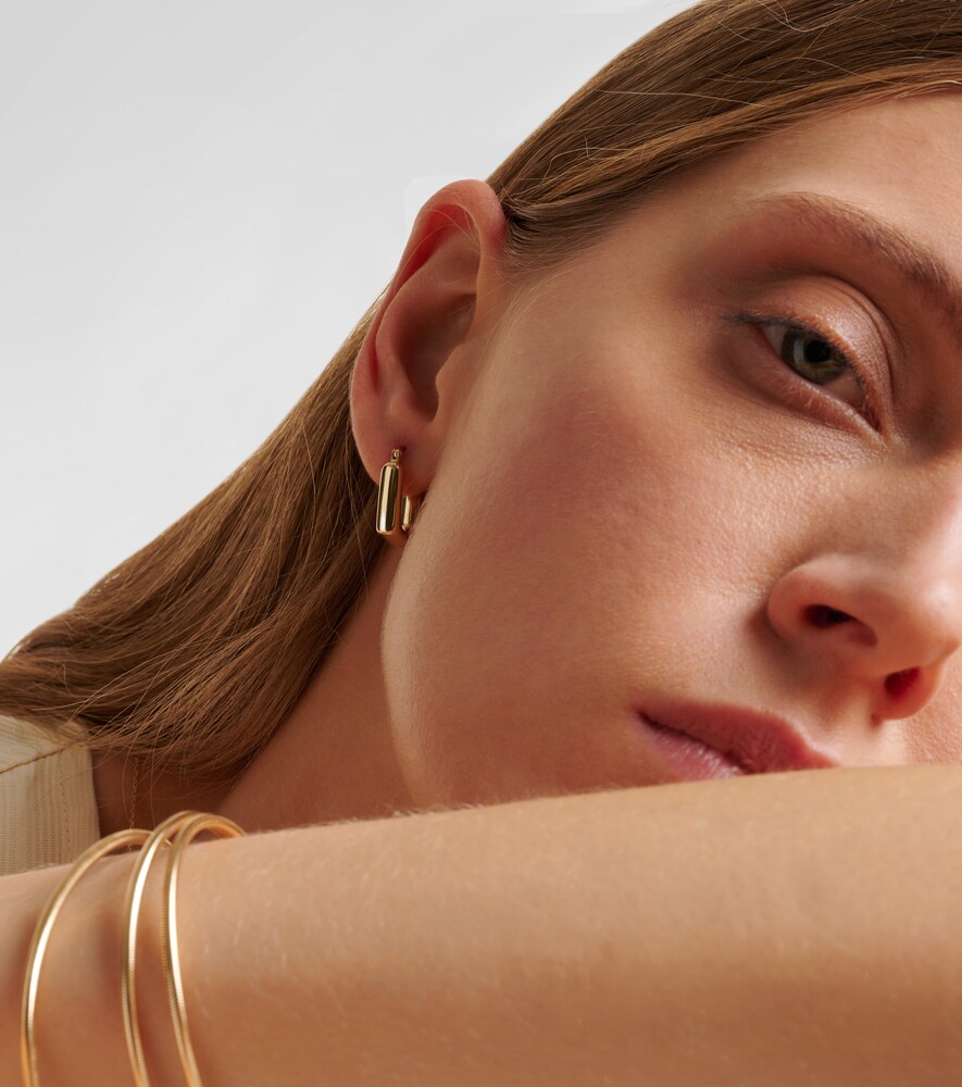 Stone and Strand Squared Off 14kt gold hoop earrings