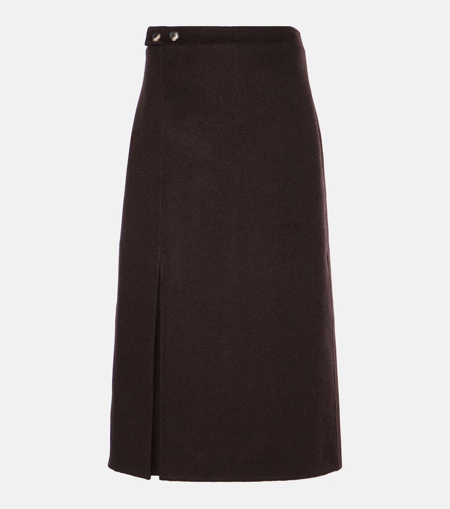 Proenza Schouler White Label Adrian Wool-blend Midi Skirt In Brown