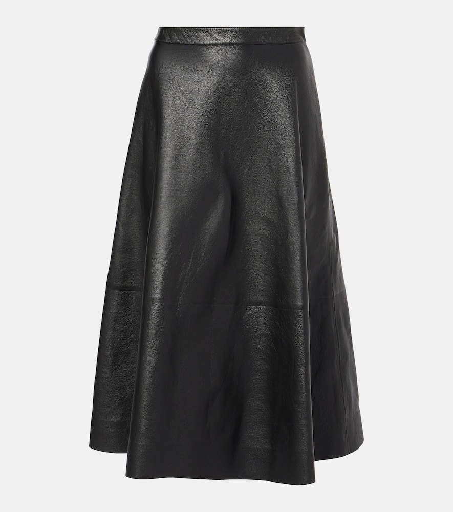 Leather midi skirt