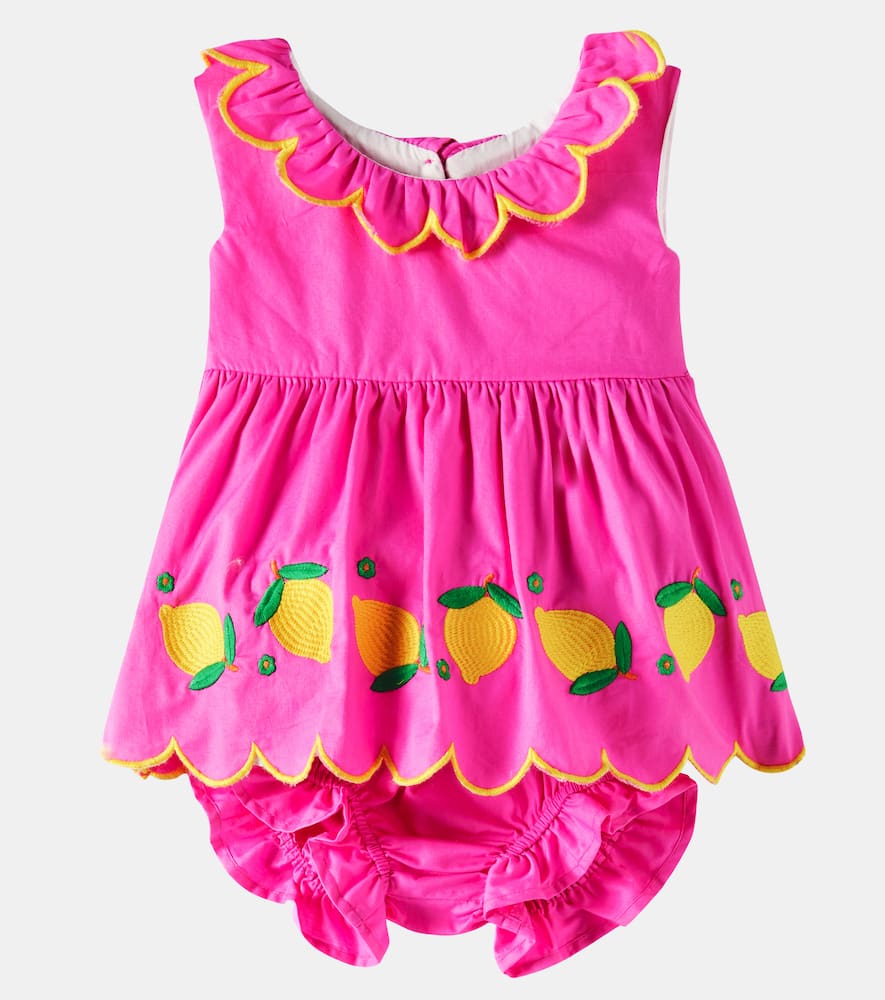 Fabula Baby Cotton Dress And Bloomers Set In Pink