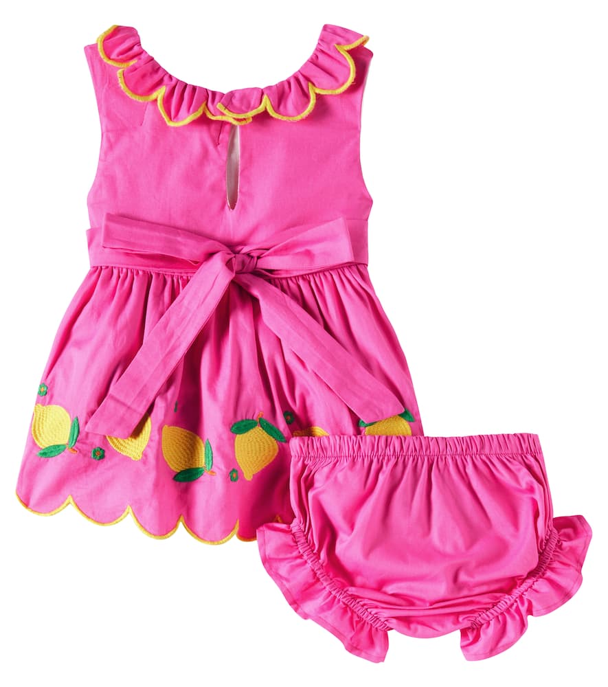 Fabula Baby Cotton Dress And Bloomers Set In Pink