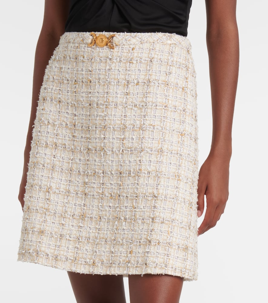 VERSACE EMBELLISHED TWEED MINISKIRT