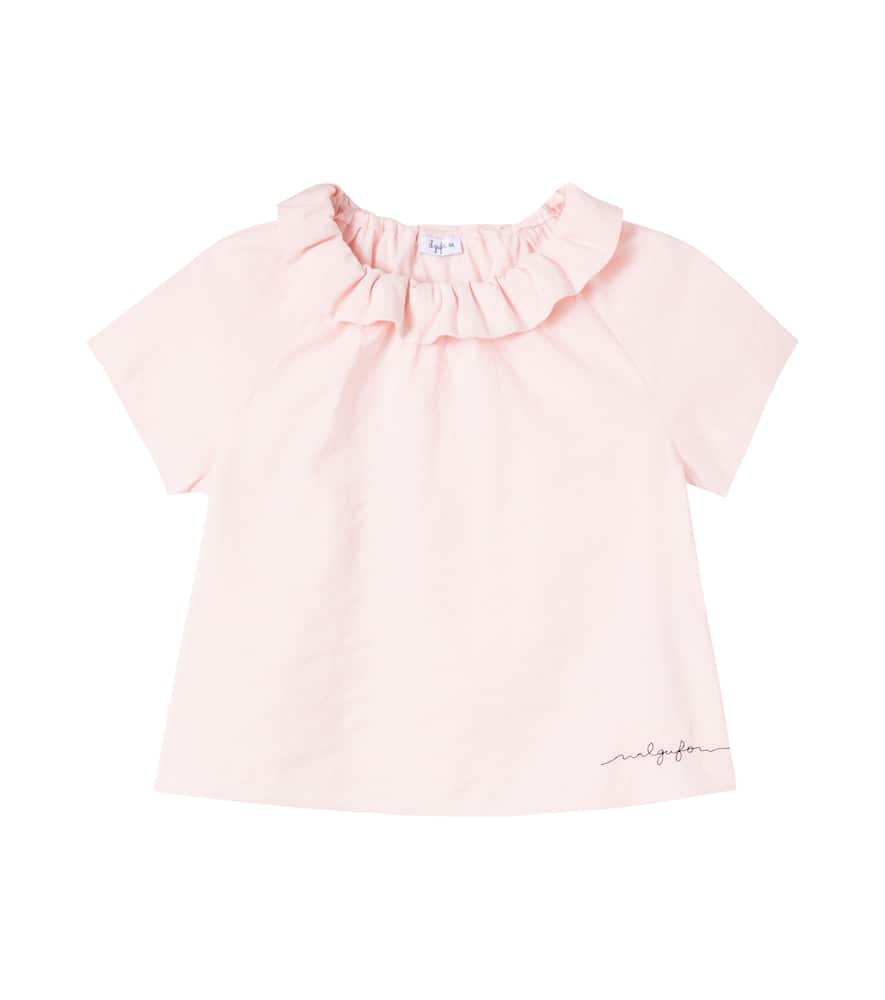 Il Gufo Logo ruffled jersey top