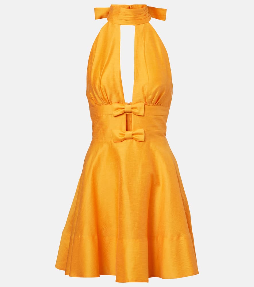 Rebecca Vallance Cera Cutout Halterneck Minidress In Marigold