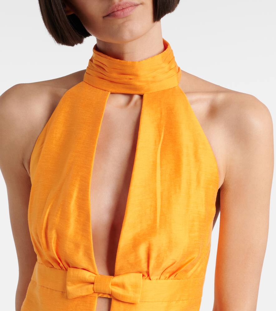 Rebecca Vallance Cera Cutout Halterneck Minidress In Marigold