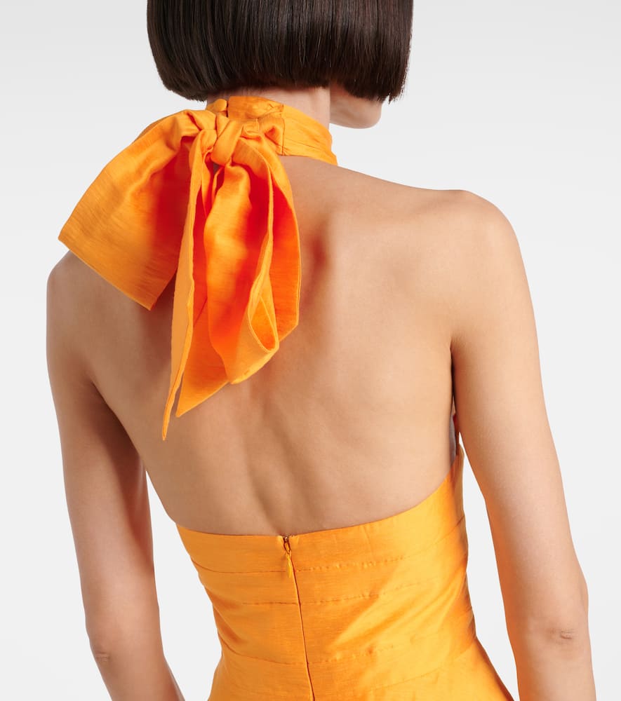 Rebecca Vallance Cera Cutout Halterneck Minidress In Marigold