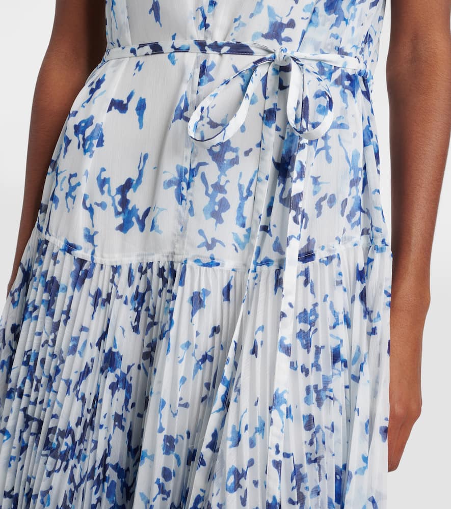 Proenza Schouler Pat Dress In Printed Crinkle Chiffon Sky Blue Multi In Blue