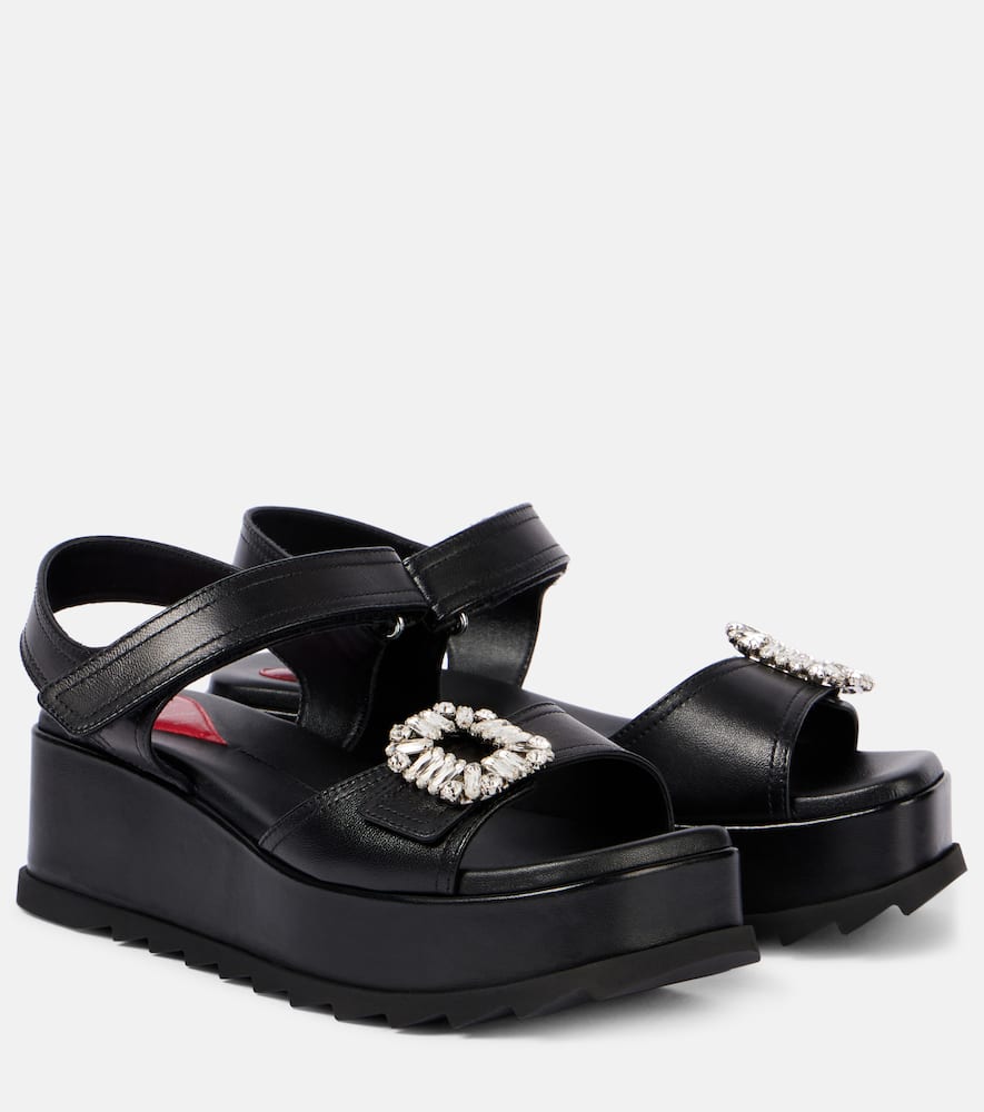 Slidy Viv' embellished leather wedge sandals
