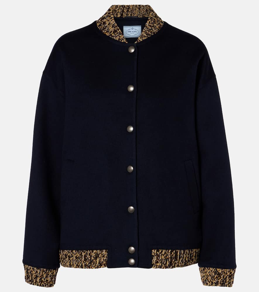 Prada Wool And Cashmere Cardigan In Blue