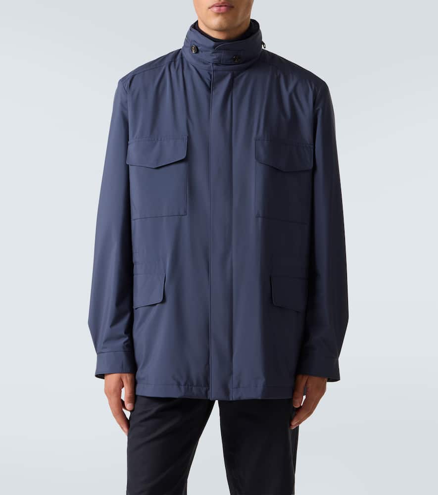 Loro Piana Traveller Windmate Storm System Shell Hooded Field Jacket In Blue