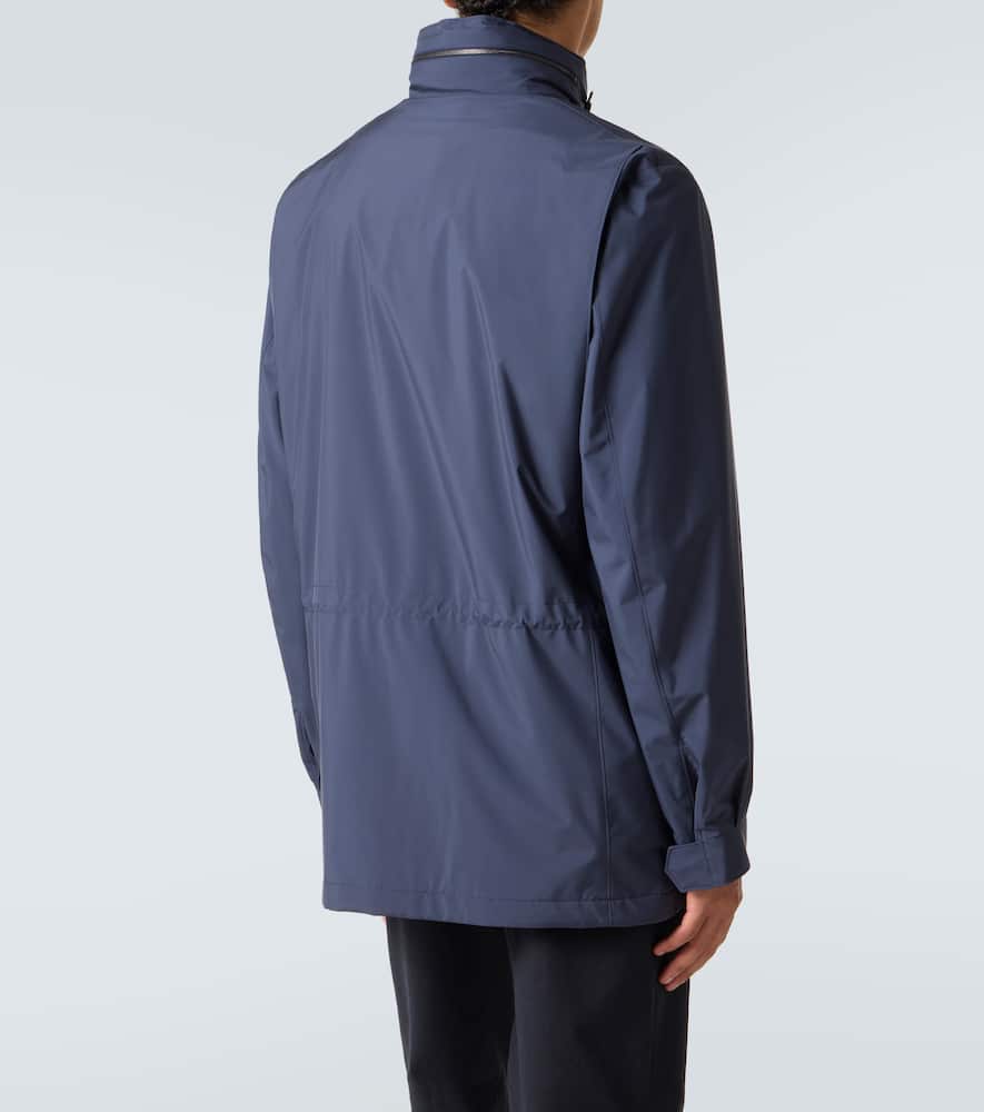 Loro Piana Traveller Windmate Storm System Shell Hooded Field Jacket In Blue