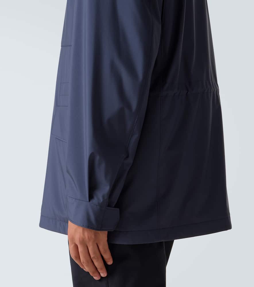 Loro Piana Traveller Windmate Storm System Shell Hooded Field Jacket In Blue
