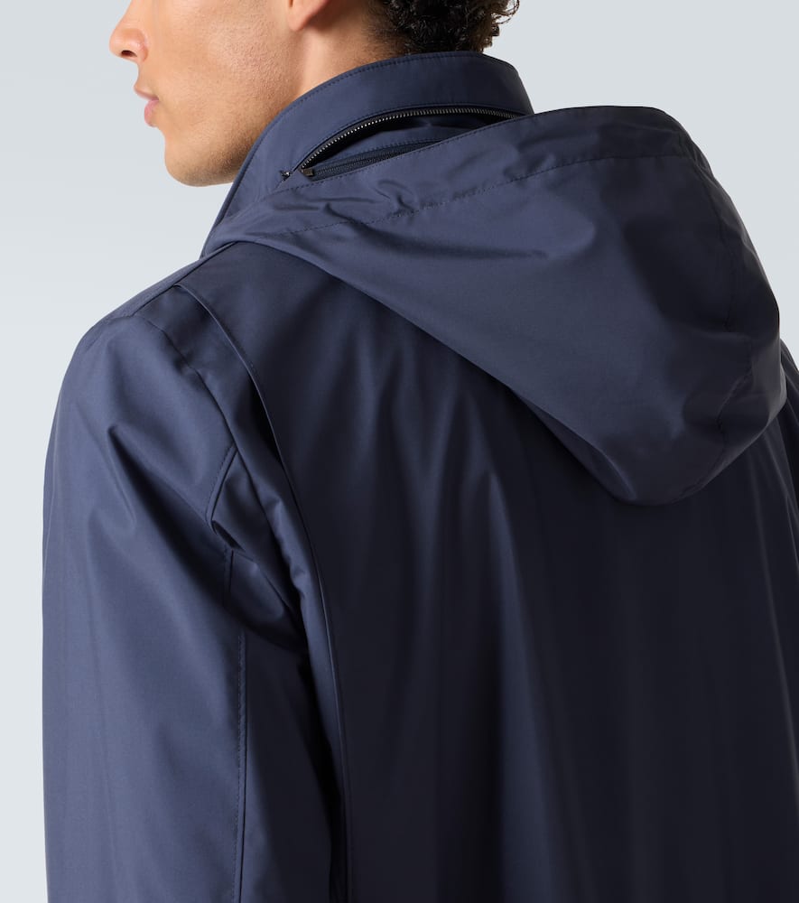 Loro Piana Traveller Windmate Storm System Shell Hooded Field Jacket In Blue