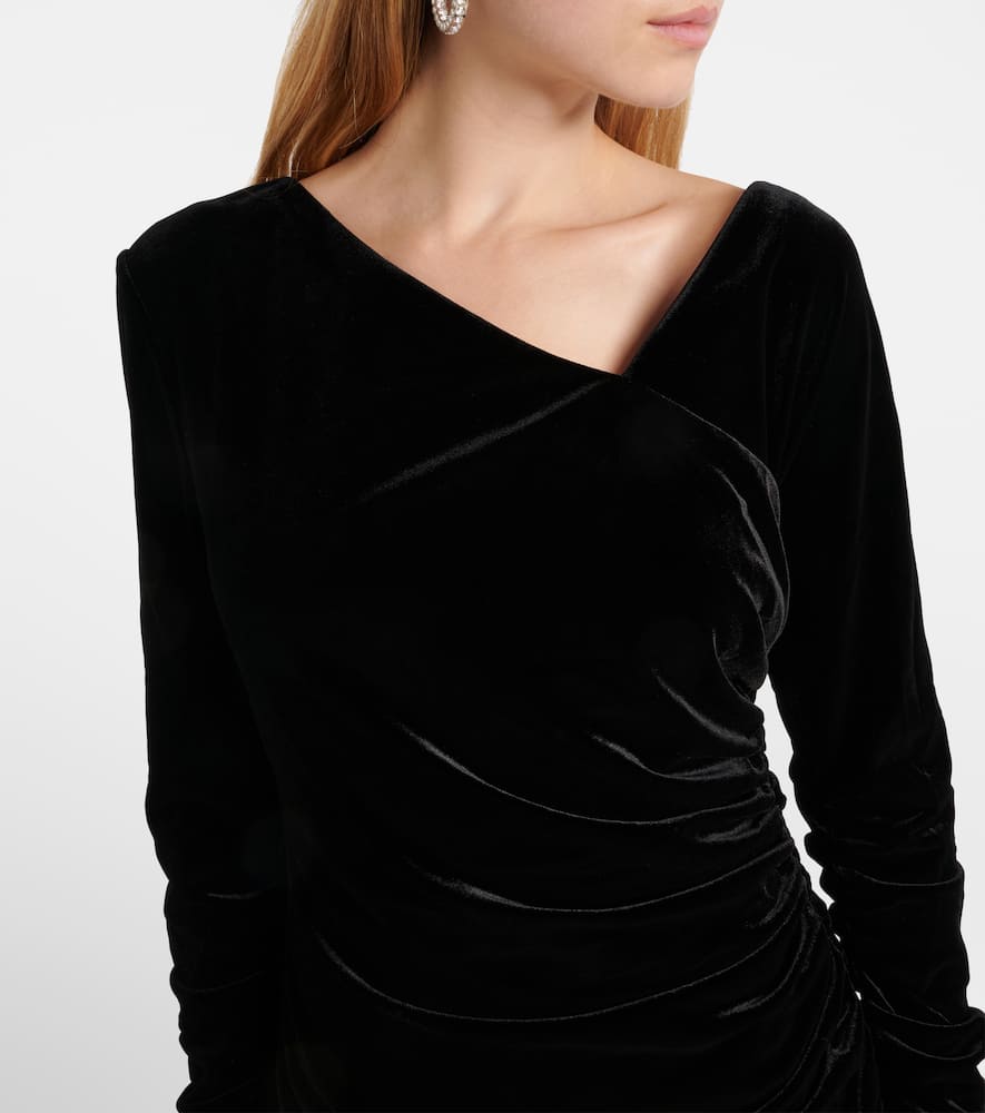 Sir Ettore Off-the-shoulder Draped Stretch-velvet Mini Dress In Black