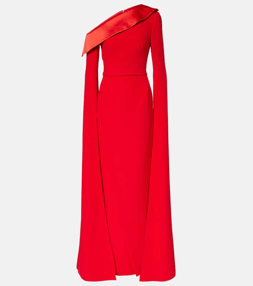Safiyaa Rinoa Caped Crépe Gown In Red