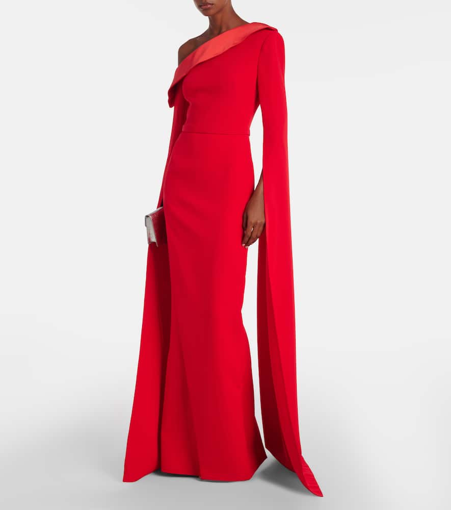 Safiyaa Rinoa Caped Crépe Gown In Red