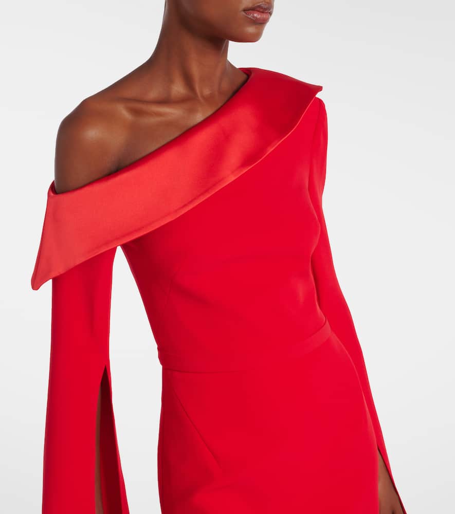 Safiyaa Rinoa Caped Crépe Gown In Red