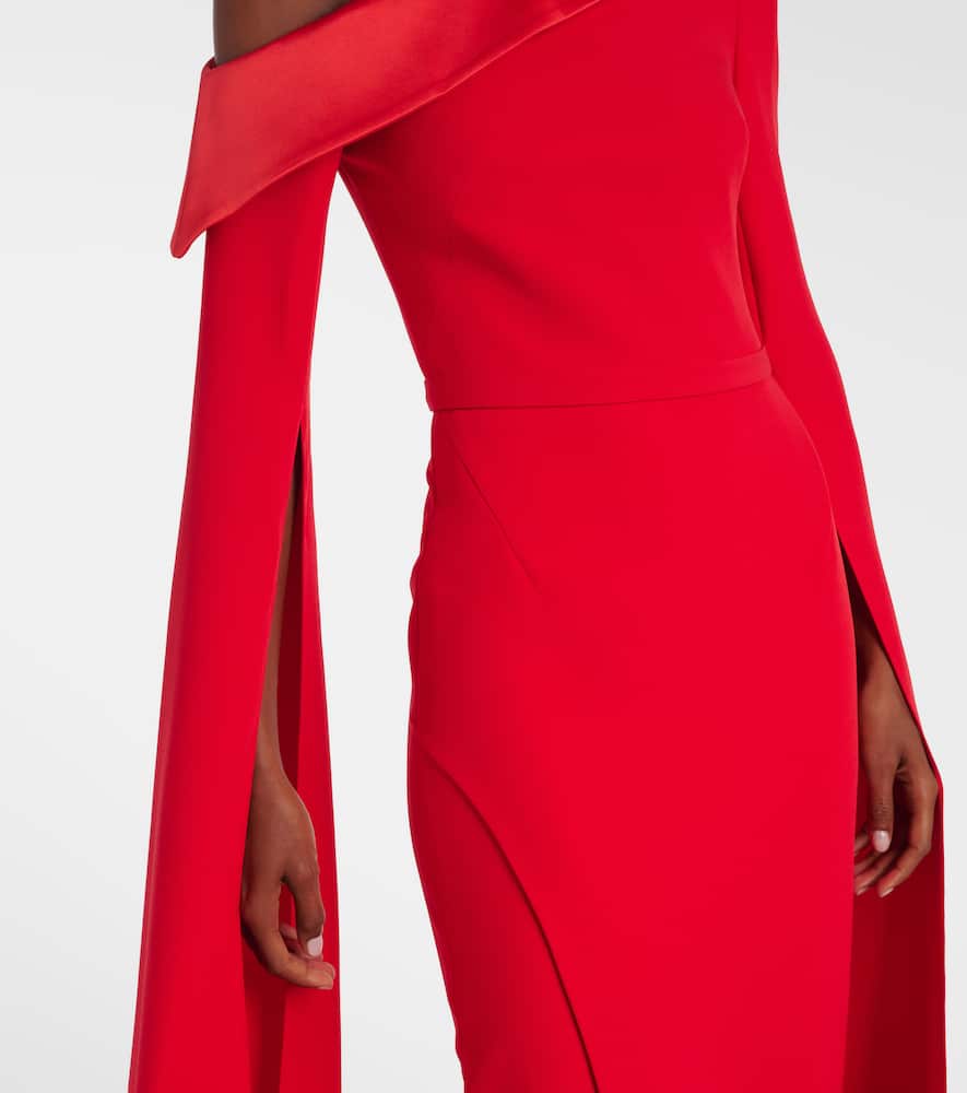 Safiyaa Rinoa Caped Crépe Gown In Red