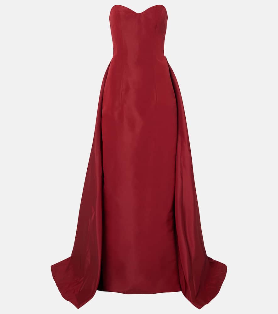 Monique Lhuillier Silk Faille Gown In Red