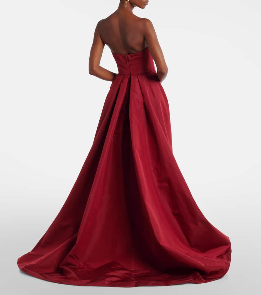 Monique Lhuillier Silk Faille Gown In Red