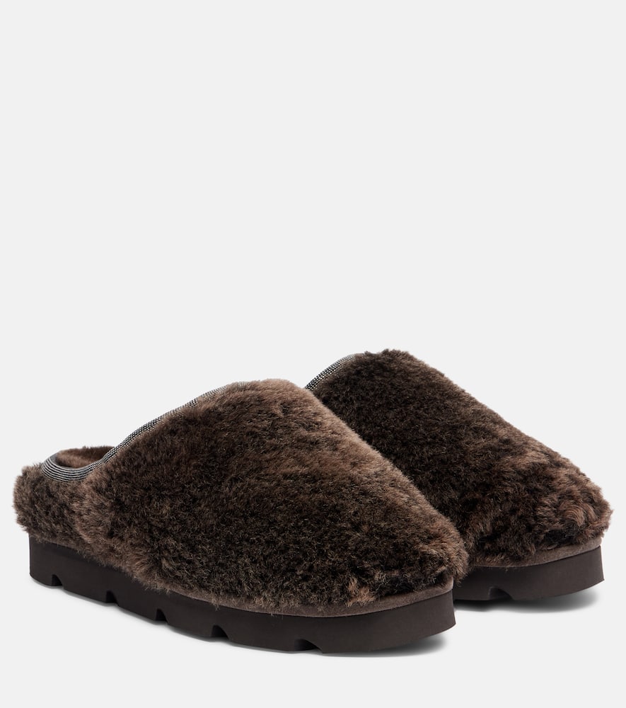 Monili shearling slip-on shoes