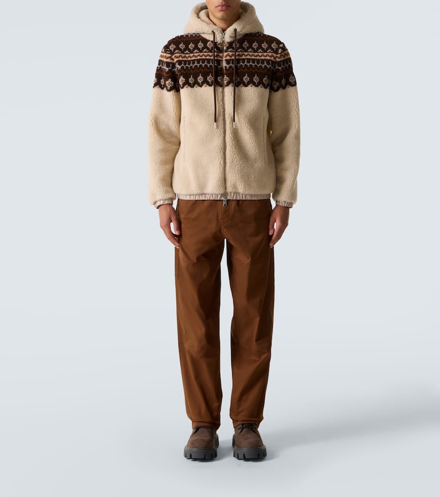 Moncler Men Jacquard Hoodie Multicolour In Brown