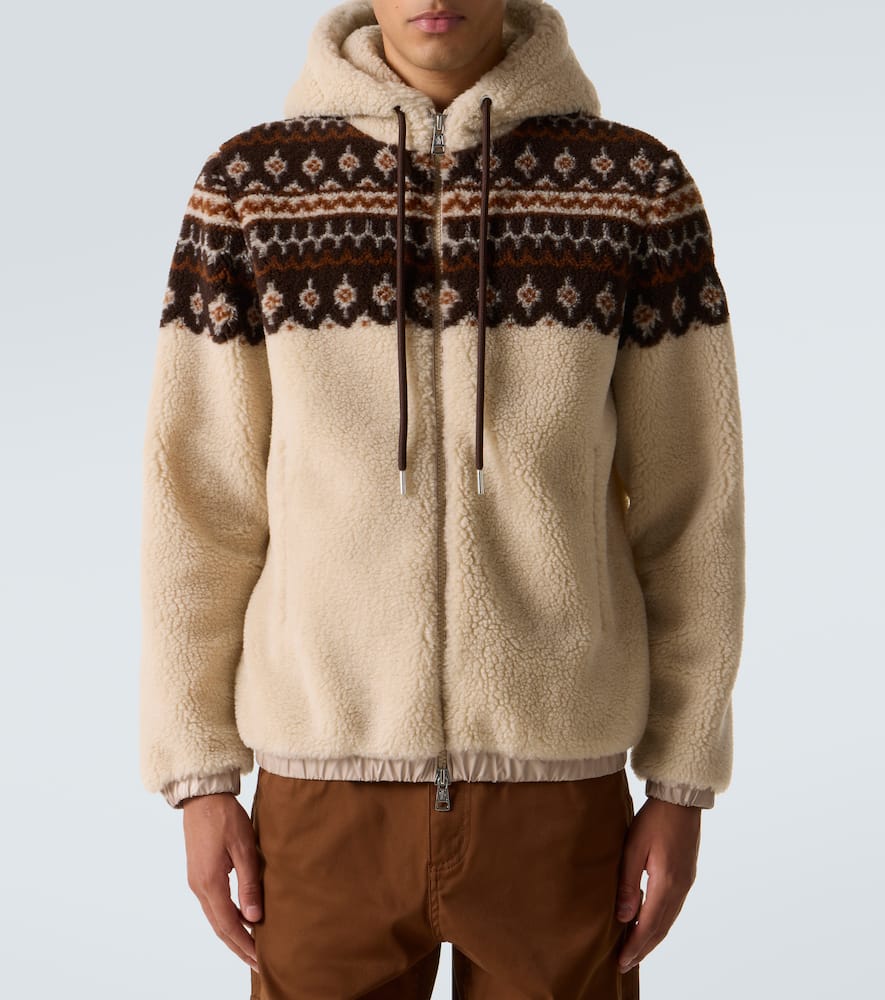 Moncler Men Jacquard Hoodie Multicolour In Brown