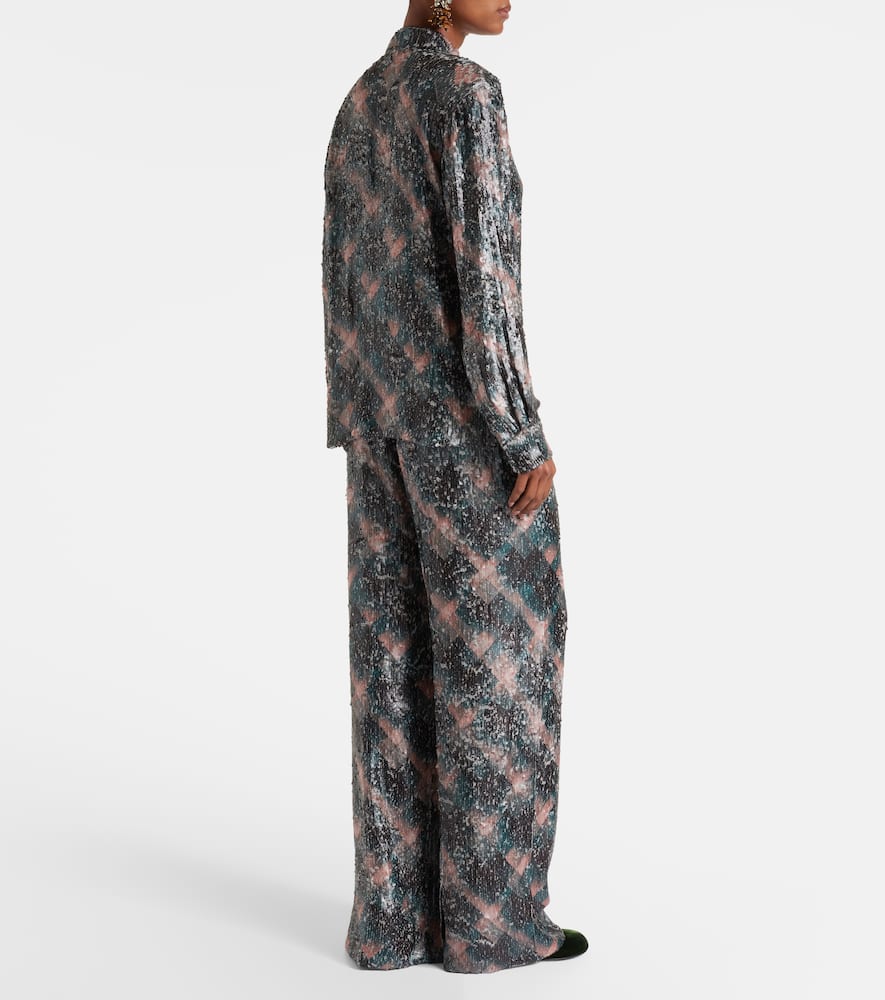 Dries Van Noten Abstract Pattern Long Sleeve Collared Shirt In Multi