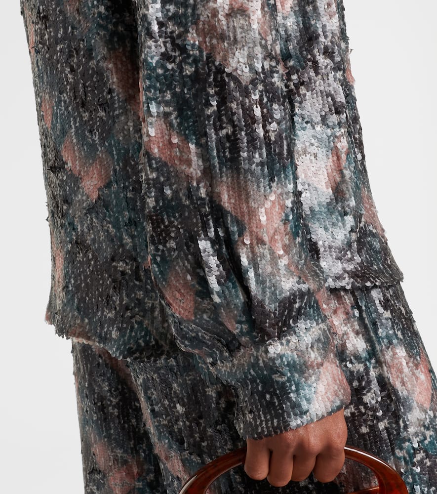 Dries Van Noten Abstract Pattern Long Sleeve Collared Shirt In Multi