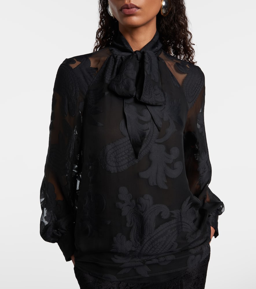 Etro Paisley Tie-neck Blouse In Black