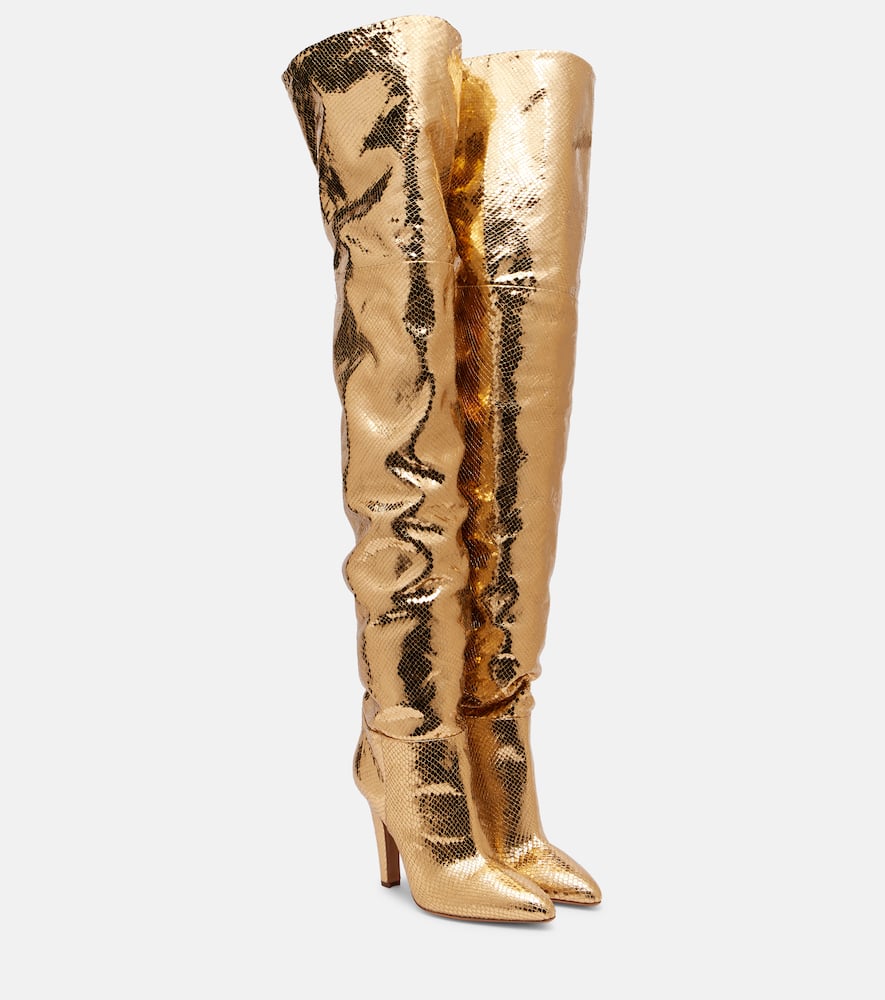 Paris Texas Elsa 100 Leather Over-the-knee Boots In Gold