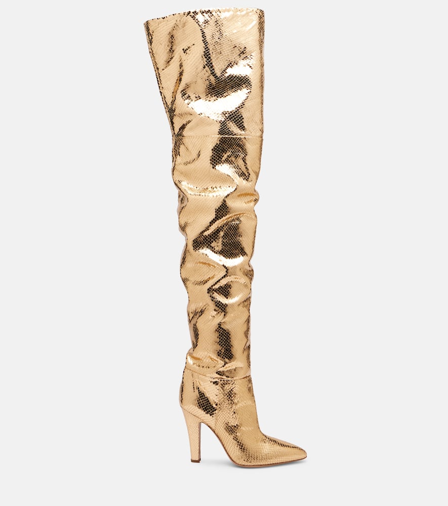 Paris Texas Elsa 100 Leather Over-the-knee Boots In Gold