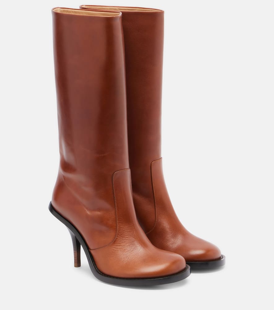 Dries Van Noten 90 Leather Knee-high Boots In Brown