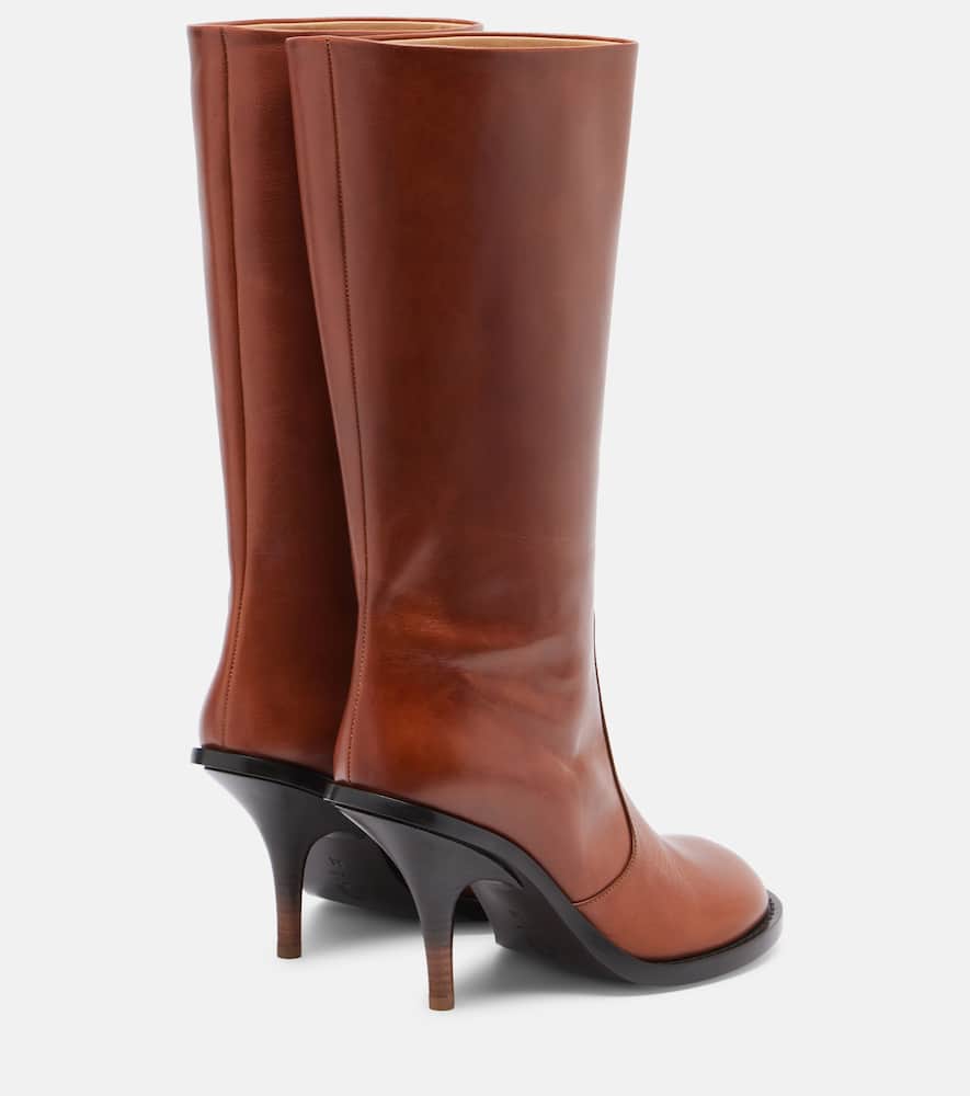 Dries Van Noten 90 Leather Knee-high Boots In Brown