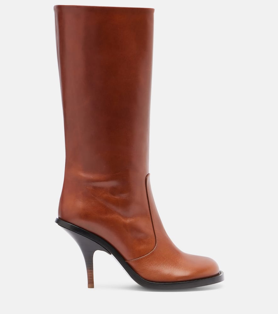 Dries Van Noten 90 Leather Knee-high Boots In Brown