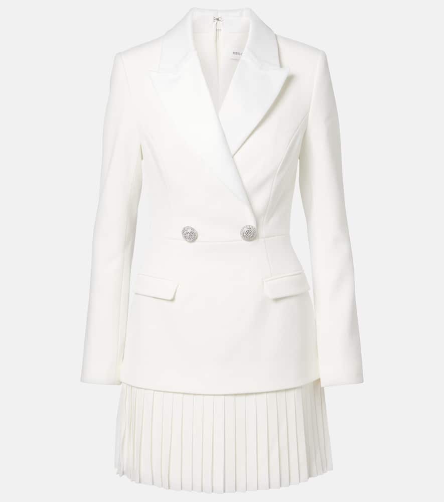Rebecca Vallance Bridal Atlas Pleated Blazer Dress In White