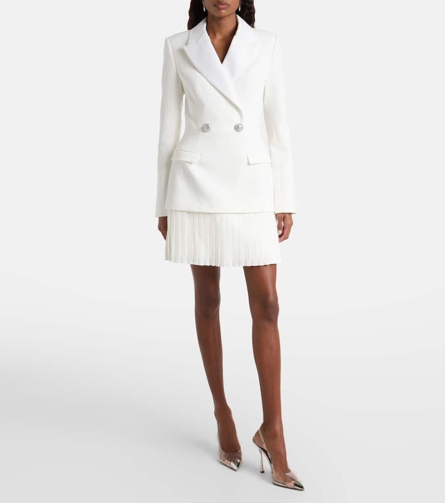Rebecca Vallance Bridal Atlas Pleated Blazer Dress In White