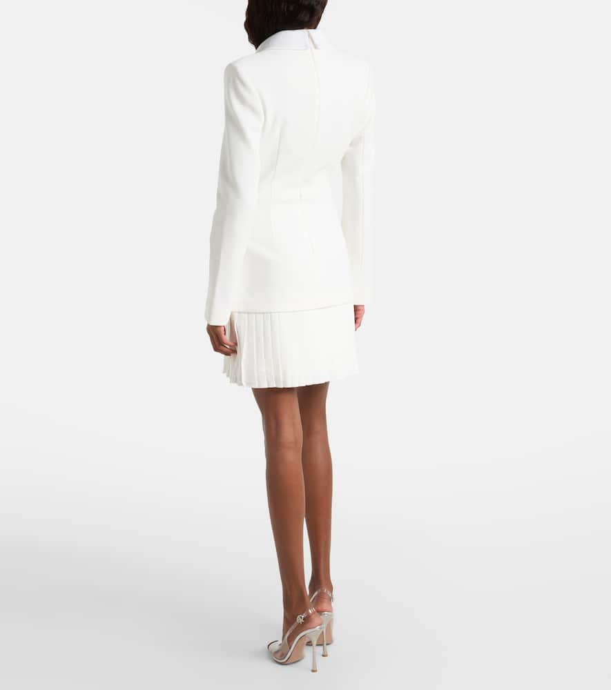 Rebecca Vallance Bridal Atlas Pleated Blazer Dress In White